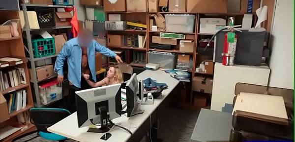  Blonde teen with sunglasses Zoe Parker facialized in backroom office